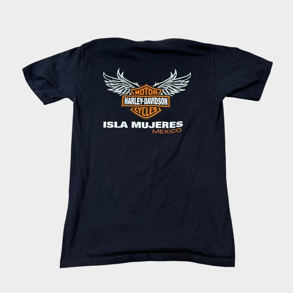 VTG Harley Davidson Shirt Mens Small Black Isla Mujeres Mexico Yazbek Winged